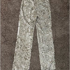 Stone colored sequin holiday pants
